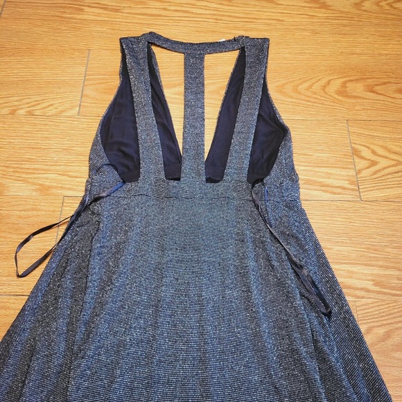 Free People Dance Of The Night Metallic Silver V Neck Mini Dress Size Small - Picture 12 of 16